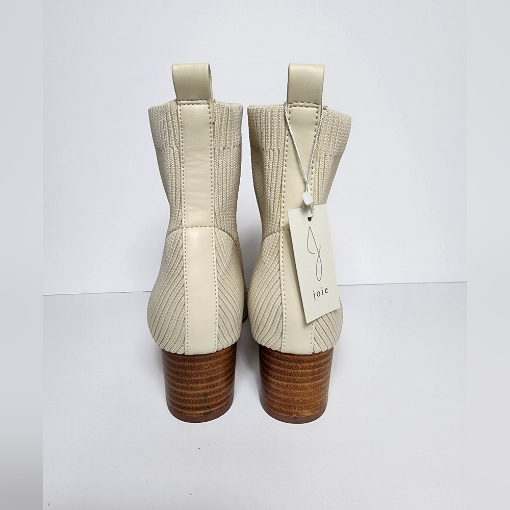 Joie Neely Stretch Glove Bootie Womens 7.5M Cream Pull On Heeled Almond … - Picture 4 of 8